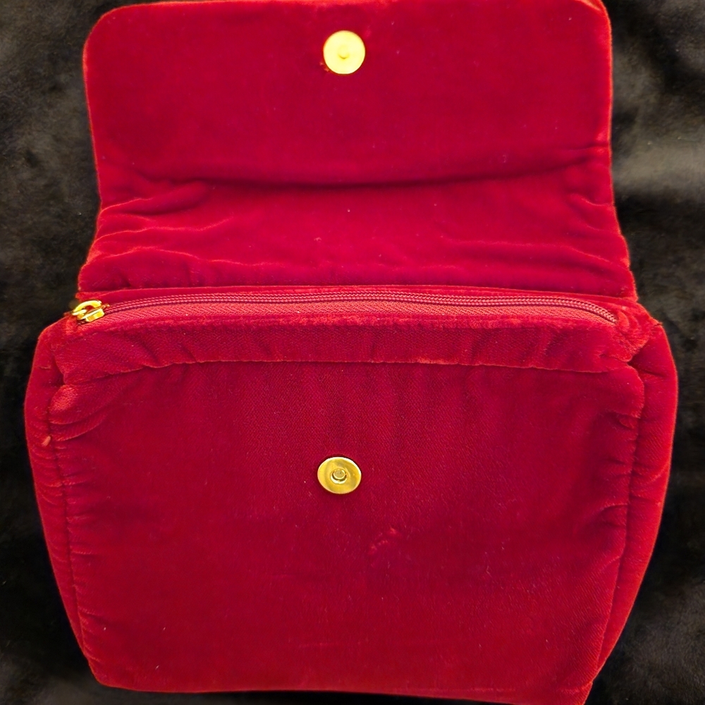 Vintage 1990's Paloma Picasso Wine Red Velour Cosmetics Bag - Picture 6 of 10